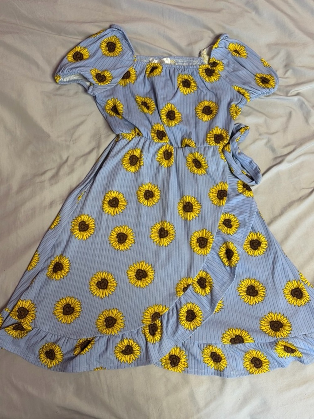 Kids Sunflower Print Blue Sundress